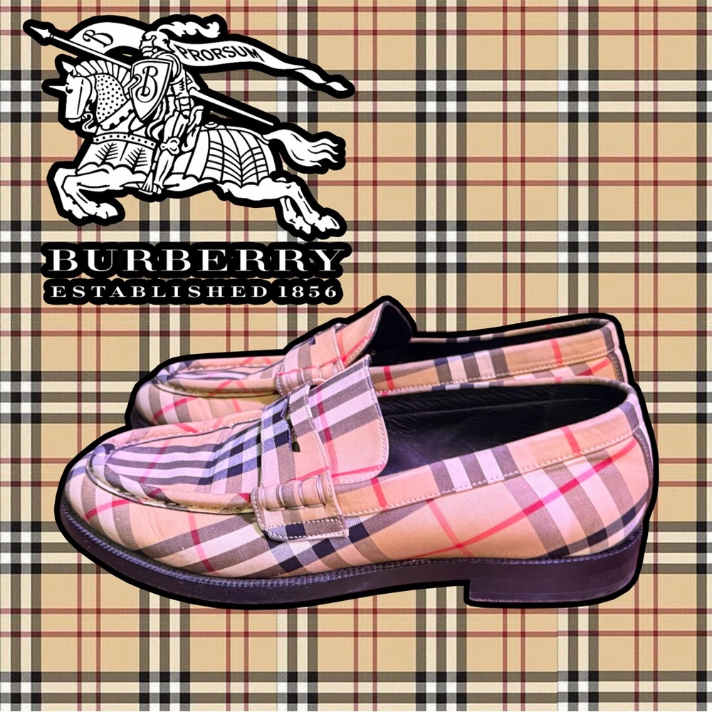 Burberry Vintage Check Panel Penny Loafers — Size 42 (Made in Italy) US 9.5